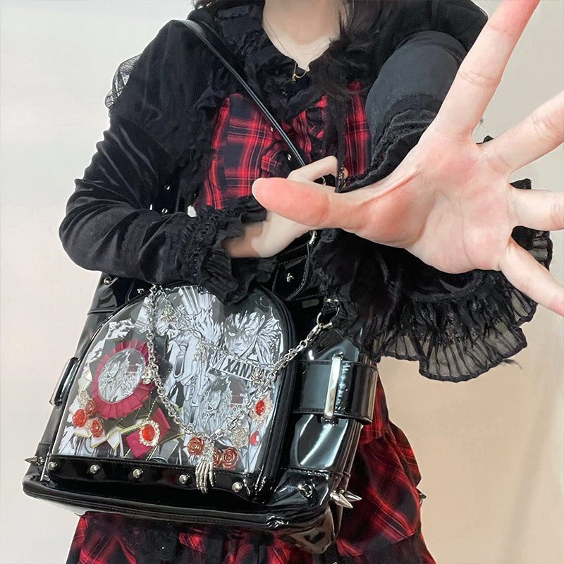 Punk Clear Doll Shoulder Bag Metal Skull Chain Lolita Totes