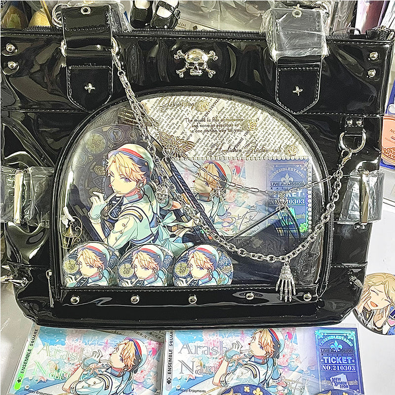 Punk Clear Doll Shoulder Bag Metal Skull Chain Lolita Totes
