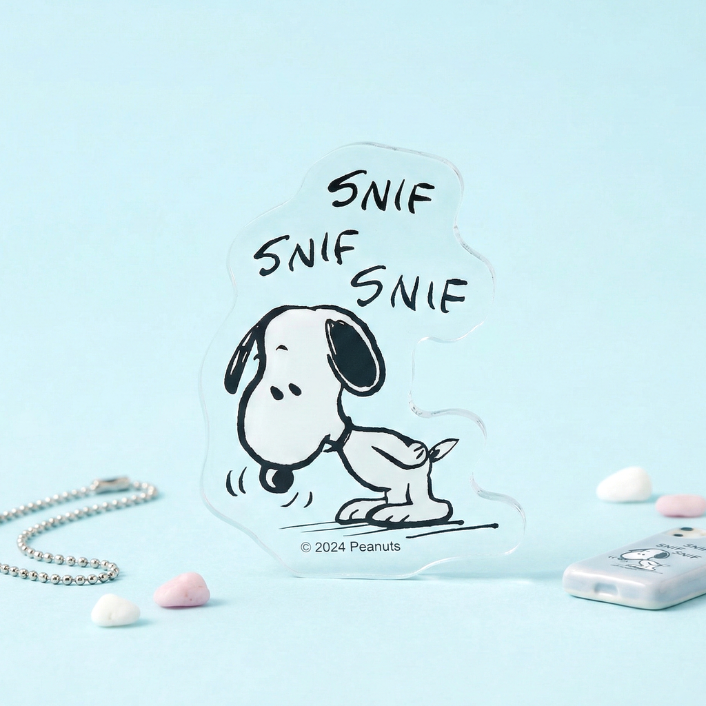 Sun-Star Peanuts Acrylic Phone Sticker - Pink - Limited Edition