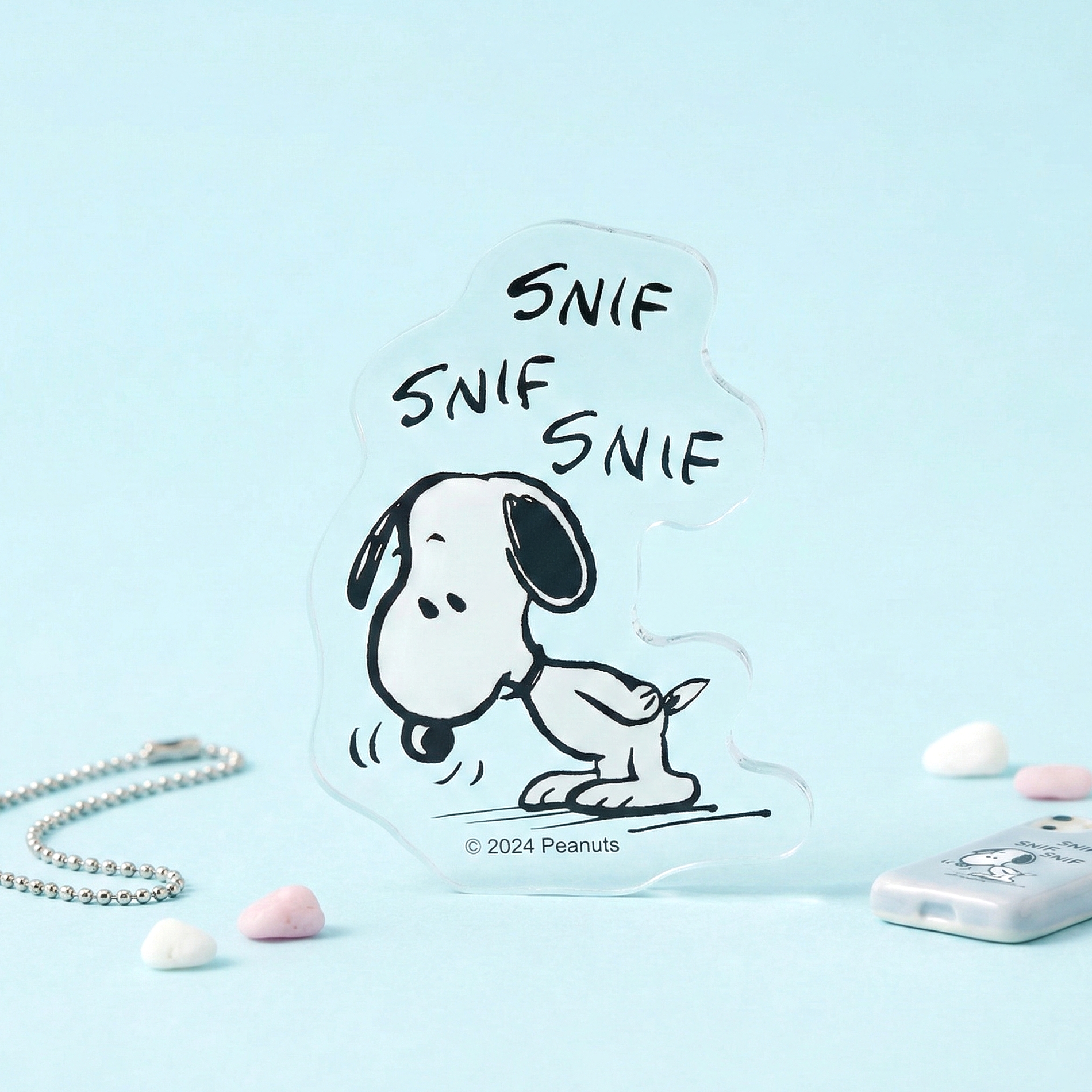 Sun-Star Peanuts Acrylic Phone Sticker - Pink - Limited Edition