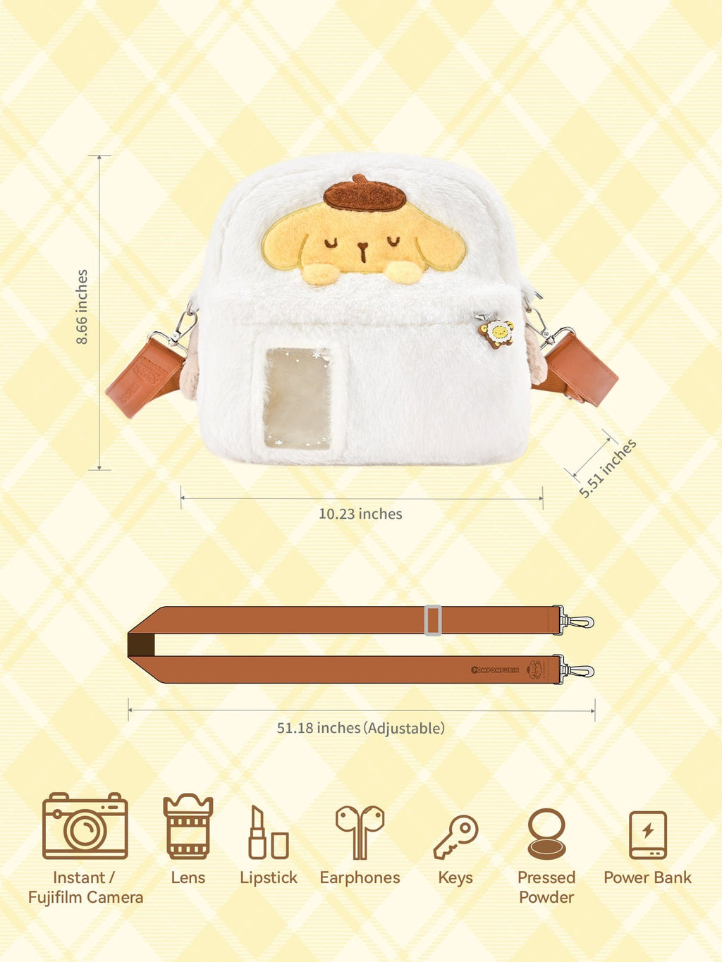 Pompompurin Plush Camera Carrying Bag