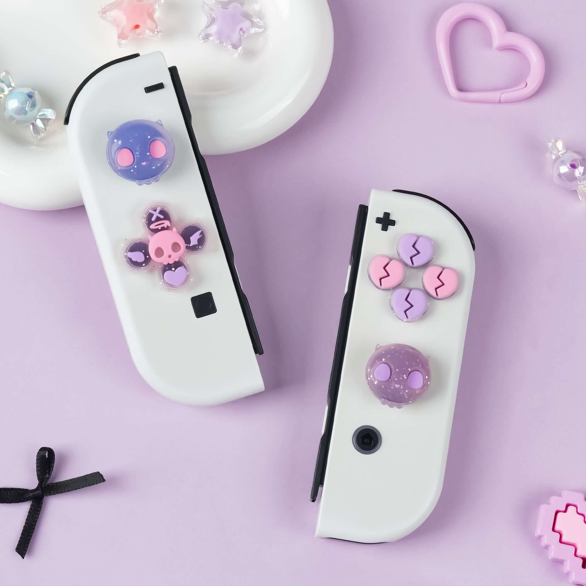 GeekShare Transparent  Sweet Skull Button Caps for Nintendo Switch